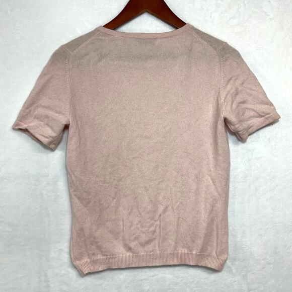 Lord & Taylor Small 100% Cashmere Sweater Top Pink Blush Coquette Cottage FLAWS - Picture 3 of 7